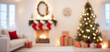 © itakdalee - new year christmas blurred background. christmas tree, fireplace, gifts from santa