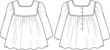 © Biplob Creatives - Baby girl dress flat sketch with frill details and back button closure – long sleeve kidswear technical fashion illustration