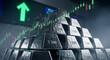 © MM - Silver bars with upward trend represent financial success and investment growth