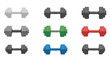 © Nandar - Nine dumbbells arranged in a 3x3 grid each a different color
