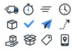 © Architect - Delivery package vector lines speed stopwatch paper parcel tracker express icon icons