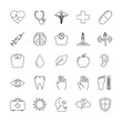 © M - Hand Drawn Medical and Health Doodle Icon Set on White Background.