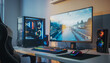 © Choirul - Gaming PC Setup with Curved Monitor and RGB Lighting.