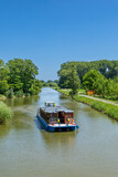 Canal boat navigating Bata Canal in Vnorovy