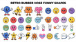 © AB STOCKER - Big set of retro rubber hose cartoon characters, funny mascots, and expressive emoji faces collection.