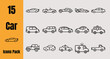 © Walid Hasan - 15 Car Outline Icons Vector Pack Sedan SUV Taxi Ambulance Vehicle Set