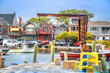 © xbrchx - Town of Rockport on Cape Ann harbor and colorful cottages view, famous summer tourist destination in Massachusetts