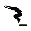 © MD SHEFAT BIN NAZIM - Dynamic silhouette of a person performing a parkour jump over a low obstacle against a white background