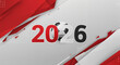 © bastet - Soccer ball and year 2026 on abstract red and white background