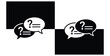 © Mst Zakia - Black and white graphic of speech bubbles with question marks on a checkered background