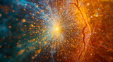 Abstract artistic explosion of light resembling human eye retina structure