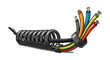 © maximon4ik - Colorful coiled cable with exposed wires on white background