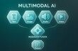 © 1VIEWBOX - Multimodal AI Glassmorphism Infographic  ガラス風デザインで表現したマルチモーダルAI構造図（Text・Image・Audio・Video統合フロー）