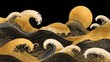 © tow - White, black and gold contemporary artistic Japanese ukiyo-e, folding screen ambience, abstract, elegant, delicate and luxurious retro dramatic graphic design elements.