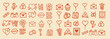 © DesignVectX - Hand drawn doodle style valentine icons row with hearts, rings, tulips, love letters, cupcakes, kissing birds and february 14 calendars on beige background