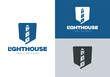 © Been ink - lighthouse inside a shield logo design vector illustration