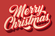 © sdzaman - Vector Merry Christmas text elegant retro 3D red background minimal