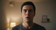 © Mujhid_Muneer - Shocked man's reaction to unexpected news or a startling discovery at home, wide eyed with mouth open, perfect for conveying surprise and disbelief