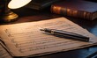 © irawan710 - Antique music sheets with a fountain pen
