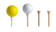 © Anindira - Golf balls and tees of various colors and styles, isolated on a black background