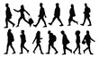 © Nooba - silhouettes of various people walking side view