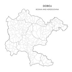  Vector Map of Doboj Mesoregion (Mezoregija Doboj) with Settlements (Naselja), and Cities and Municipalities (Gradovi i Općine, Gradovi i Opštine) - Republika Srpska, Bosnia and Herzegovina 2025