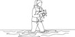 © Cici - Woman Rescuing a Rodent from Floodwaters in Single Continuous Li