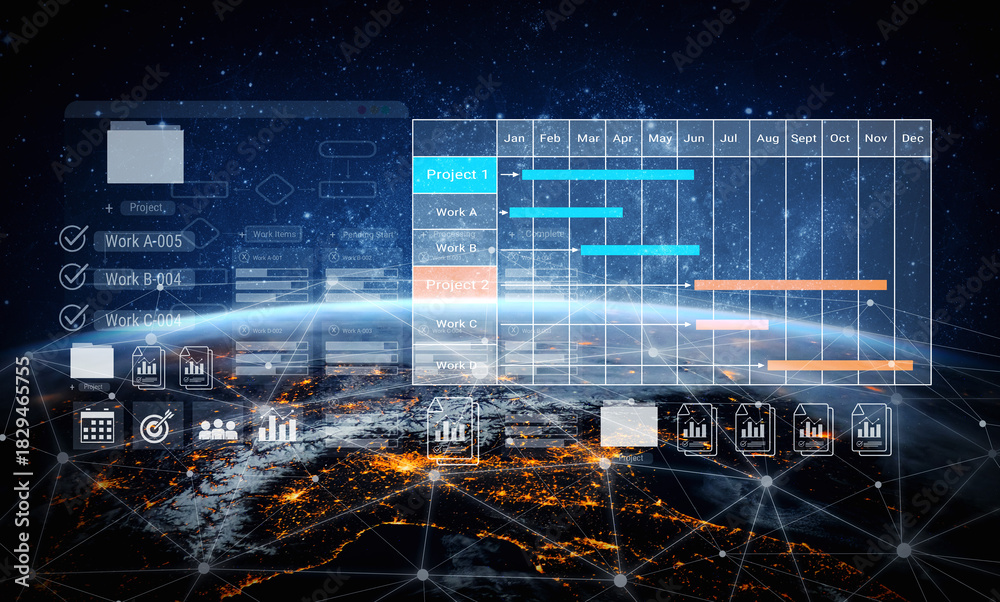 Project tracking system with Gantt chart and workflow elements for ...