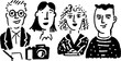© Good moose - Group of characters in a monochrome vector illustration. Modern design showing professionalism and creativity in this artistic set.