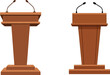 © Ahmed - Two wooden podiums with microphones for public speaking and presentations