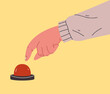 © PrettyVectors - Hand arm press red emergency stop start button with finger isolated concept. Vector flat graphic design illustration
