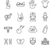 © Moinul - a collection of line art icons depicting pregnancy childbirth and newborn care including gender symbols on transparent background silhouette high quality professional detailed modern elegant stylish