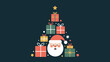 © shoaib - Christmas tree shaped stack of colorful gift boxes with a Santa face for festive seasonal social media posts.