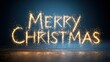 © Jayk - Merry Christmas greeting written with sparkling golden light on a dark background
