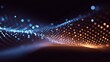 © ittipol - This abstract digital wave features a mesmerizing blend of blue and orange lights, creating a dynamic representation of technology and innovation that captivates the viewer.