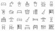 © mursida - Collection of black and white line art icons depicting household objects and furniture vector