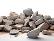© visoot - Broken concrete debris scattered on white background, rough texture, construction waste, demolition material, industrial concept