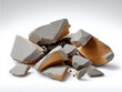© visoot - Broken concrete debris scattered on white background, rough texture, construction waste, demolition concept, isolated, realistic detail