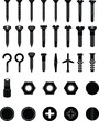 © Creative Vector - Comprehensive vector set of screws bolts nuts fasteners hooks anchors and tool heads designed for hardware construction repair and engineering illustrations