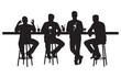 © MAHFUJ MONDOL - Silhouettes of four men enjoying drinks and conversation at a bar counter on stools