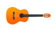 © Sodapeaw - Acoustic guitar wooden instrument six string orange color classical style music musical instrument fretboard sound hole bridge isolated transparency background vibrant detailed traditional