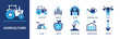 © Ella - Agriculture icon set. Containing tractor, wheat, barn, watering can, cow, plow, apple, rice plant, greenhouse, shovel, soil, harvest tools and farm equipment for projects and more. Solid vector icons