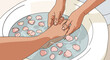 © SM's Project - Foot care and relaxation with rose petals in water