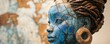 © Georgii - Close-up of detailed African woman sculpture with blue patina and braided hair