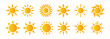 © Moni - Set of sun icons, orange and yellow gradient sun icon collection, various shapes of sun, cartoon and flat style sun symbol