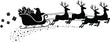© Vector Hub - Santa Claus in Sleigh with Reindeer Flying Silhouette: Christmas Magic, Holiday Night Vector