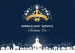 © ArtStock - Elegant graphic design for a christmas eve candlelight service featuring a glowing candle and church silhouette