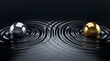 © Grzegorz Sulkowski - Gold and silver spheres creating ripples in dark liquid