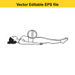 © ShahAlam - Line art illustration of a woman lying on her back in savasana yoga pose with a circle representing breath or focus on the abdomen, isolated on white background
