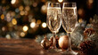 © Papon - Sparkling champagne glasses with bokeh lights and festive decorations, elegant celebration mood